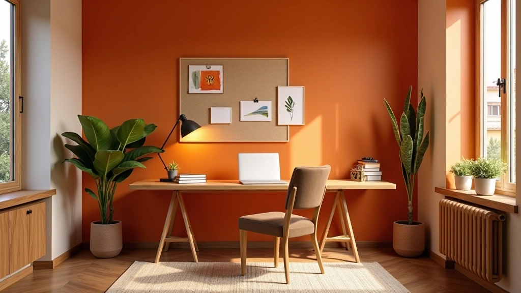 Ufficio domestico con colori ispirati e layout a L
